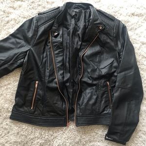 Faux leather jacket with rose gold detailing